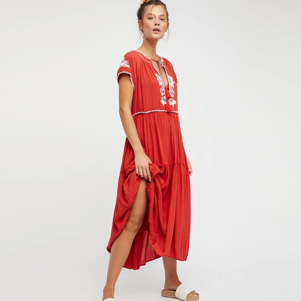 Free People red maxi dress